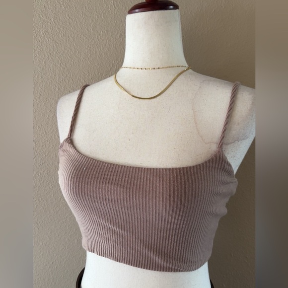 Crop ribbed cami top in cocoa - Picture 8 of 8